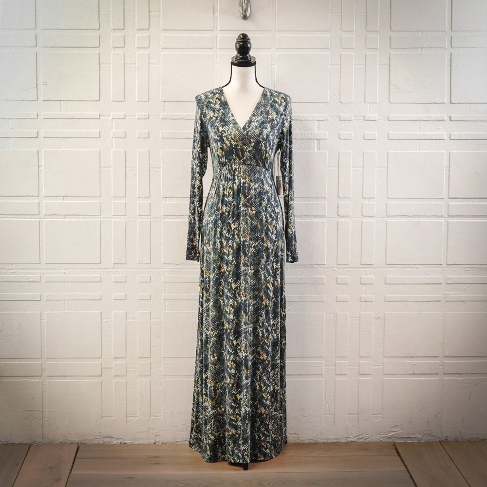 Jessica Simpson Maternity Snake Print Maxi Dress, S